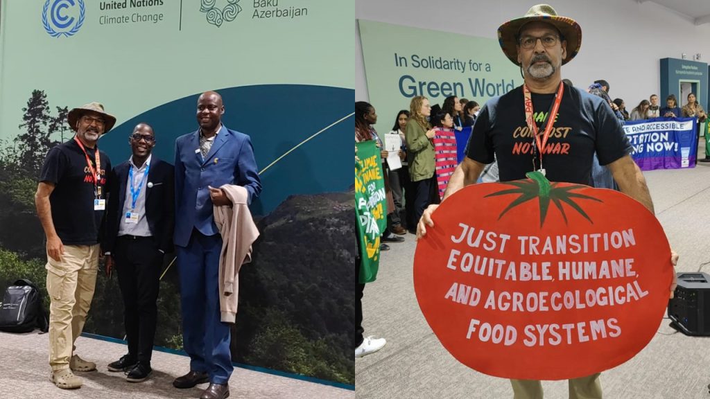 Nazeer attended several demonstrations – pictured here in support of the movement to equitable agroecological food systems. 